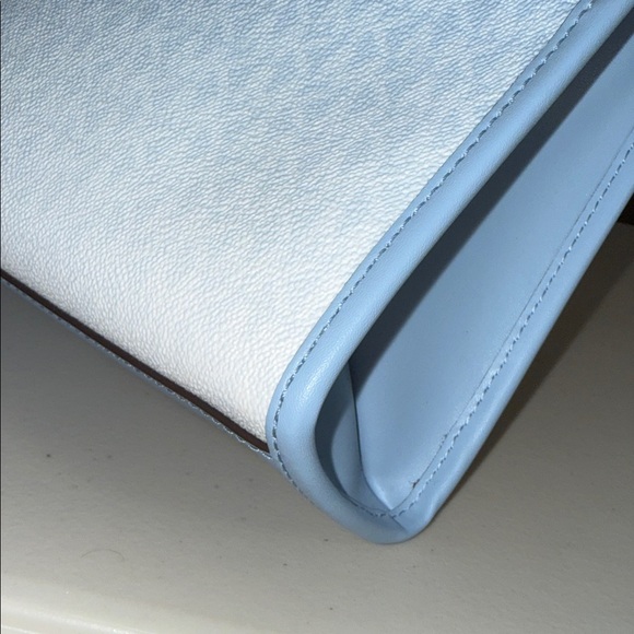 $328 NEW Michael Kors Light Blue and White Tote SHOPPER SMALL TOTE CROSSBODY - Picture 15 of 16